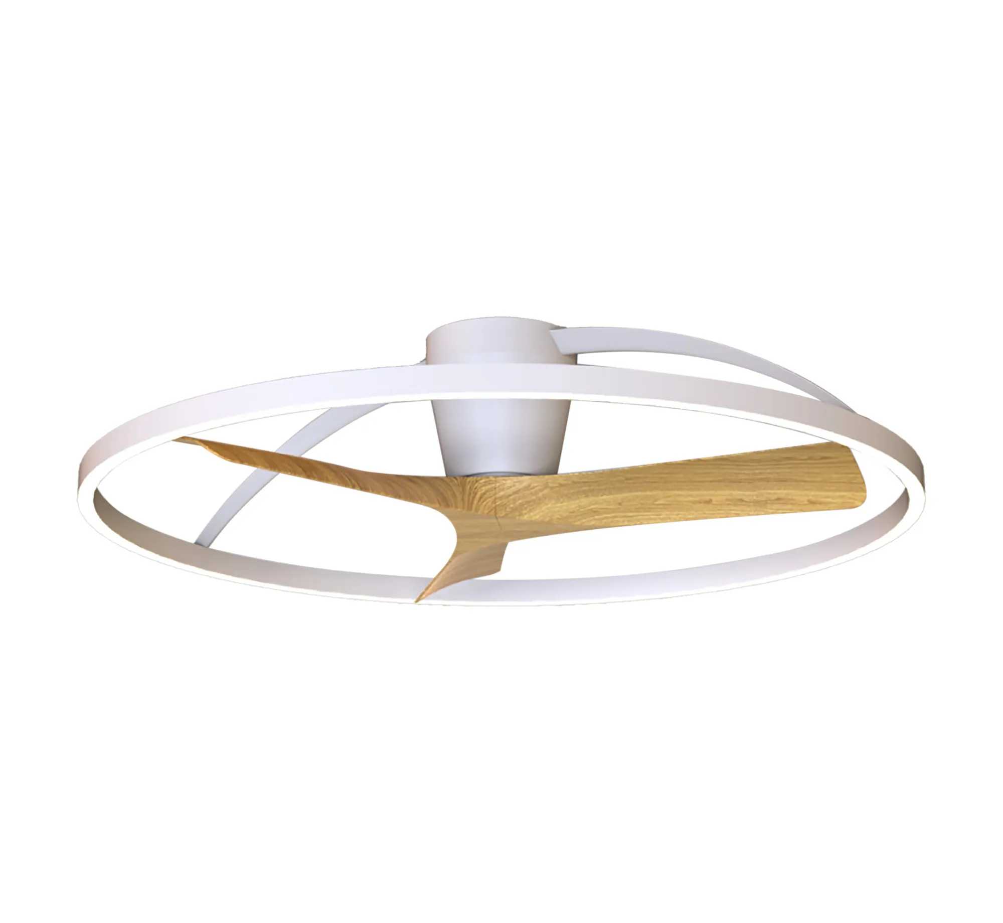 M9486  Nepal II 1m 44W LED Dimmable Light With Built-In 32W DC Fan With Single Speed Reverse, White/Wood Finish c/w Remote Control, 7700lm, 5yrs Warranty